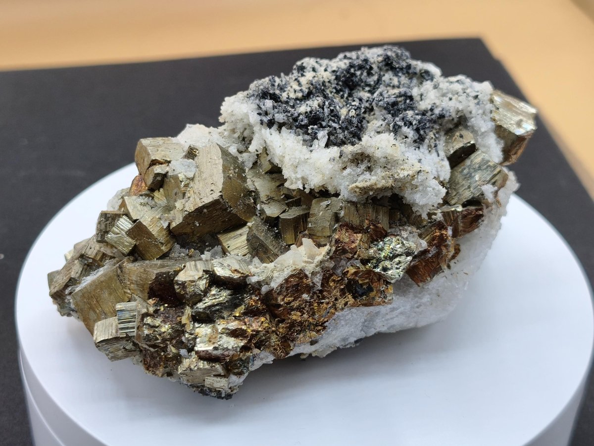 Museumsstück Pyrit Zinkblende Quarz Chalkopyrit – Madan Bulgarien – große Mehrmineral Stufe Kristall Sammler Geschenk Unikat - Art of Nature Berlin