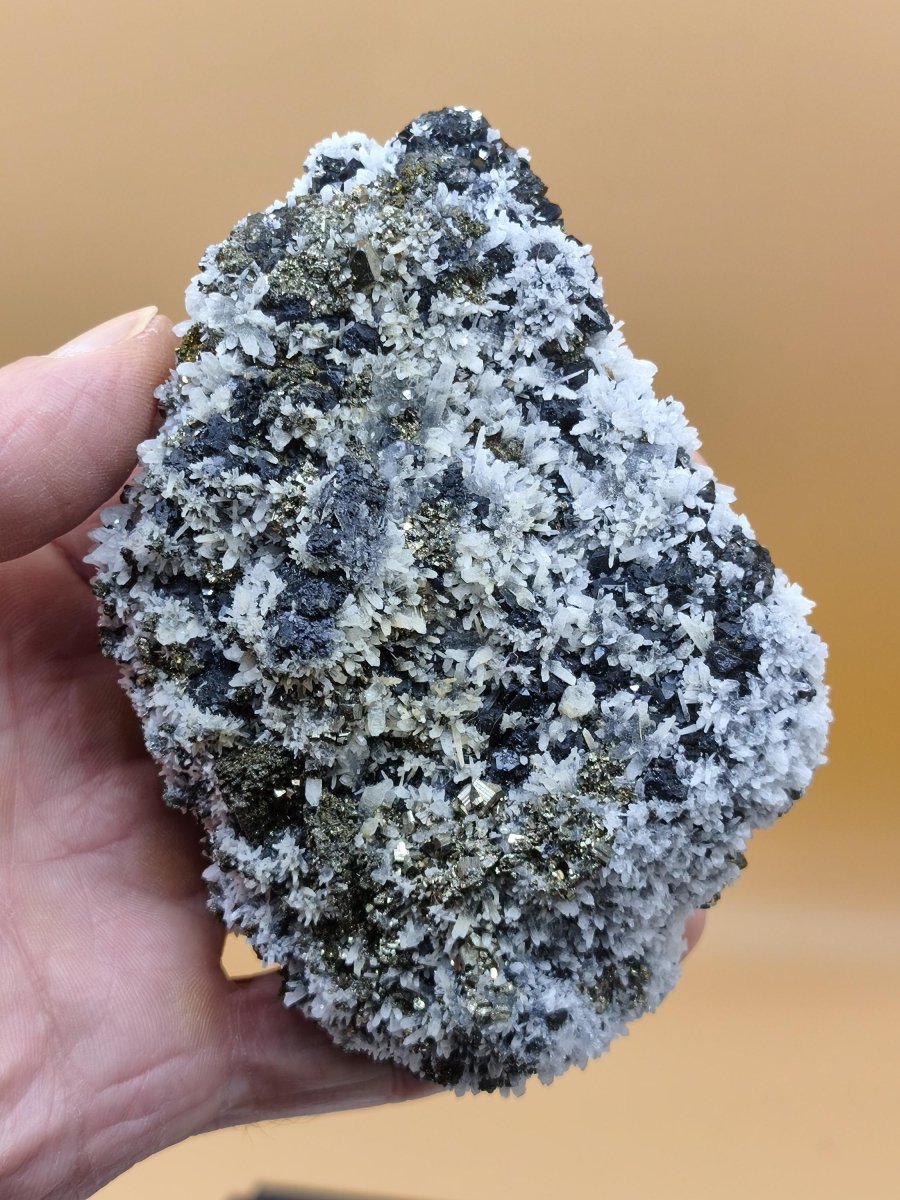 Museumsstück Sphalerit (Zinkblende) mit Pyrit & Bergkristall - Madan, Bulgarien 411 g Mehrmineral Stufe Kristall Sammler Mineralien - Art of Nature Berlin