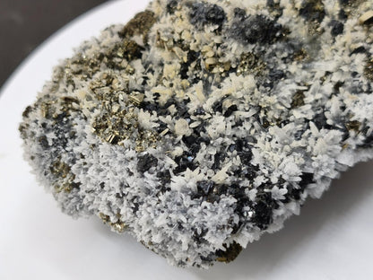 Museumsstück Sphalerit (Zinkblende) mit Pyrit & Bergkristall - Madan, Bulgarien 411 g Mehrmineral Stufe Kristall Sammler Mineralien - Art of Nature Berlin