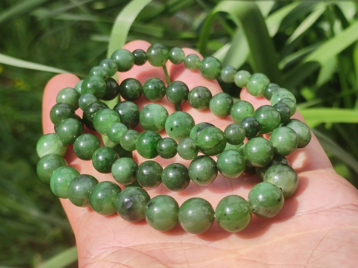 Nephrit Jade AAA Edelstein Perlen Stretch Armband Natur Heilstein Kristall Rarität Selten Geschenk Mann Frau Schwester Bruder Mutter Er Sie - Art of Nature Berlin