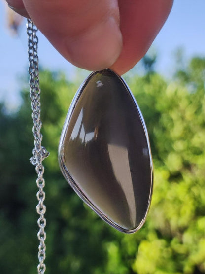 Obsidian - 925 Sterling Silber Edelstein Kette Natur transparent Schutz Rarität Heilstein Kristall Mann Frau Er Sie Geschenk Freund Bruder - Art of Nature Berlin