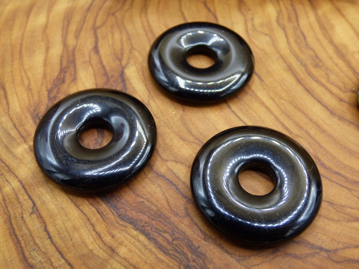 Obsidian schwarz 30mm Donut ~ Edelstein Kette ~HIPPIE ~GOA ~Boho ~Tibet ~Ethno ~Nature ~Donut ~Schutzsymbol ~Heilstein - Art of Nature Berlin