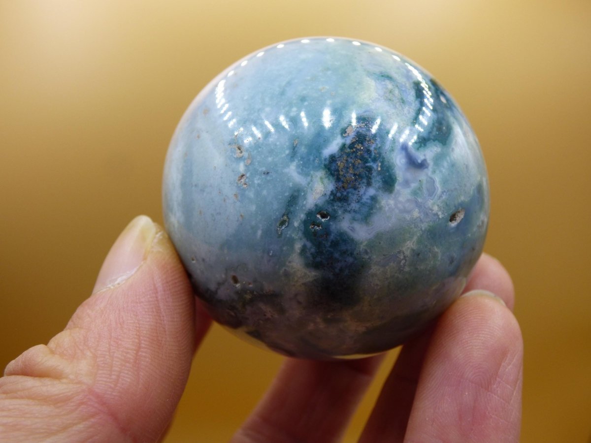 Ocean Jaspis blau - Edelstein Kugel Natur Heilstein Deko Kristall Geschenk Er Sie Mann Frau Haus Wohnung Energie Selten - Art of Nature Berlin