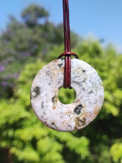 Ocean Jaspis bunt ~ Edelstein Kette Donut 40mm Ozean Natur Heilstein Rarität Kristalle Schmuck Anhänger Geschenk Er Sie Frau Mann Rarität - Art of Nature Berlin