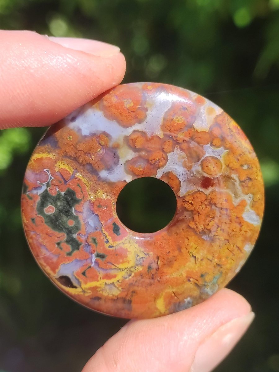 Ocean Jaspis bunt ~ Edelstein Kette Donut 40mm Ozean Natur Heilstein Rarität Kristalle Schmuck Anhänger Geschenk Er Sie Frau Mann Rarität - Art of Nature Berlin