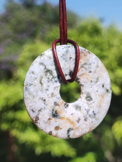 Ocean Jaspis bunt ~ Edelstein Kette Donut 40mm Ozean Natur Heilstein Rarität Kristalle Schmuck Anhänger Geschenk Er Sie Frau Mann Rarität - Art of Nature Berlin