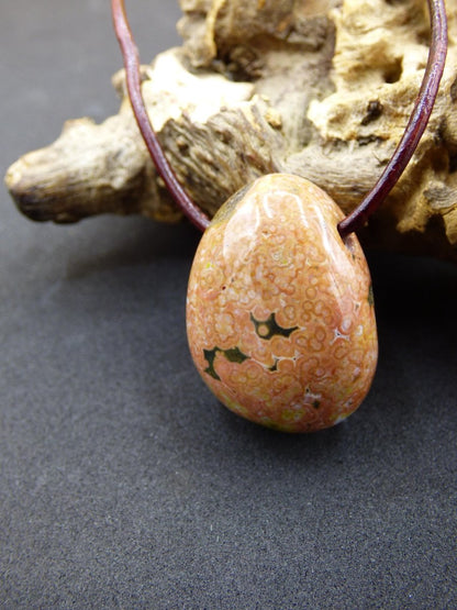 Ocean Jaspis bunt ~ Edelstein Kette HIPPIE GOA Boho Ethno Natur Heilstein Rarität Kristalle Schmuck Anhänger bunt Natur Stein - Art of Nature Berlin