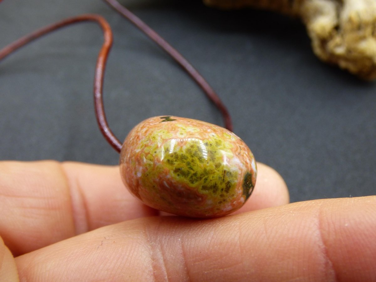 Ocean Jaspis bunt ~ Edelstein Kette HIPPIE GOA Boho Ethno Natur Heilstein Rarität Kristalle Schmuck Anhänger bunt Natur Stein - Art of Nature Berlin