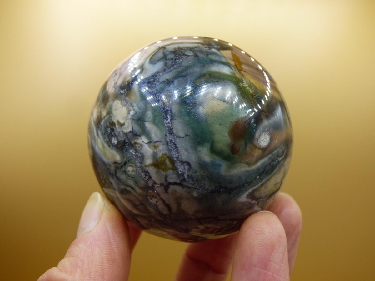 Ocean Jaspis grün braun weiß - Edelstein Kugel Natur Heilstein Deko Kristall Geschenk Er Sie Mann Frau Haus Wohnung Energie Selten - Art of Nature Berlin