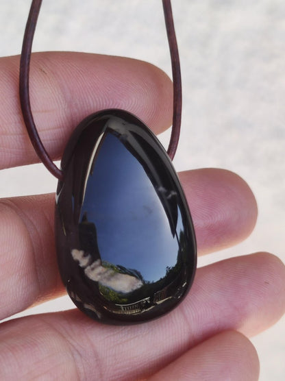 Onyx ~ Edelstein Kette schwarz Mann Frau Kind Geschenk Er Sie Natur Echt Energie Schmuck Anhänger Glück Schutz Heilstein Hippie Ethno Boho - Art of Nature Berlin