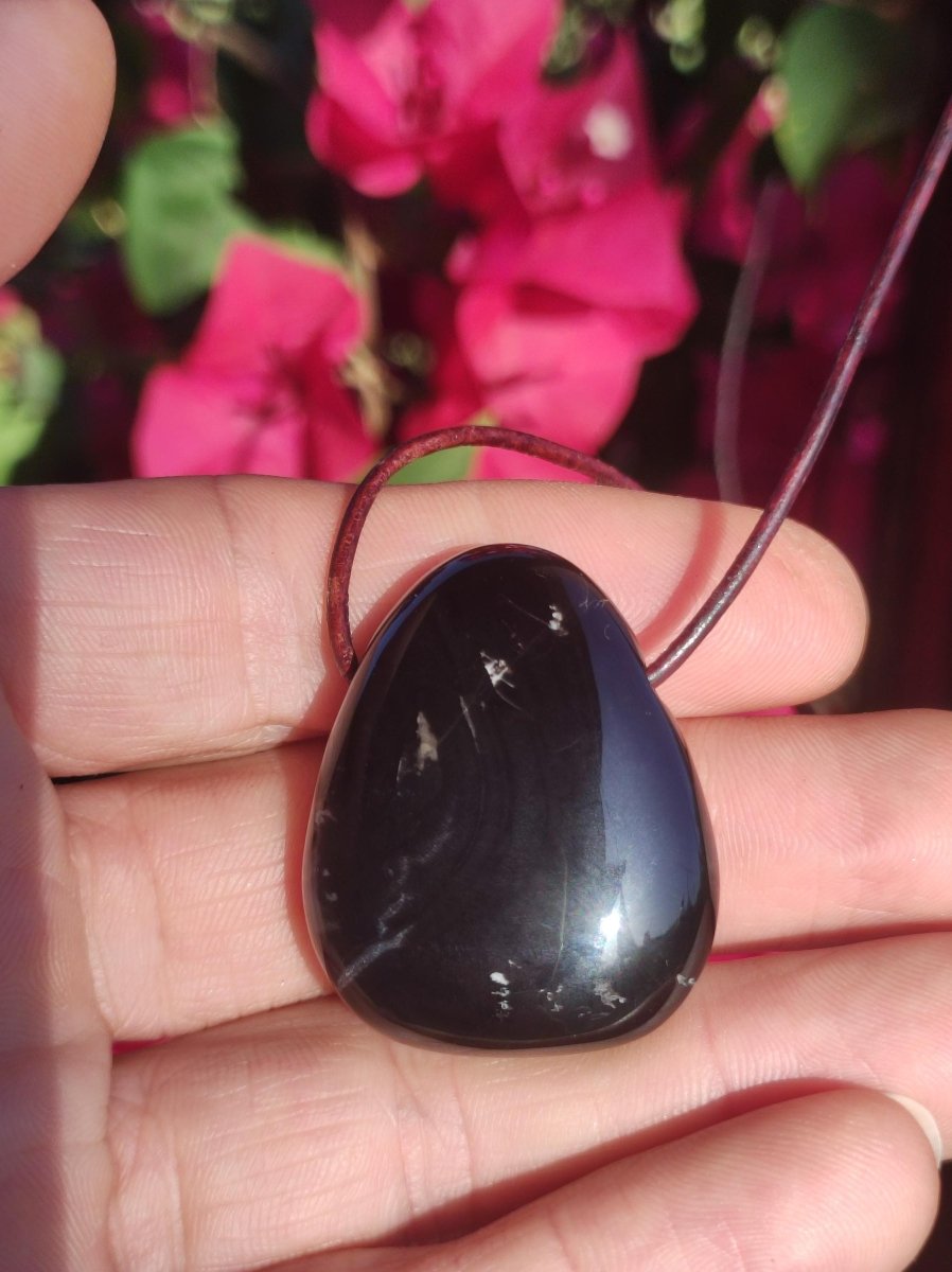 Onyx ~ Edelstein Kette schwarz Mann Frau Kind Geschenk Er Sie Natur Echt Energie Schmuck Anhänger Glück Schutz Heilstein Hippie Ethno Boho - Art of Nature Berlin