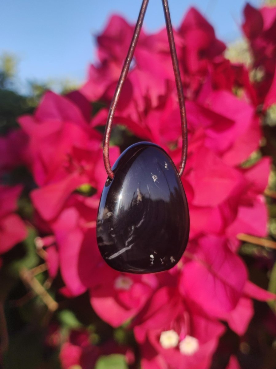 Onyx ~ Edelstein Kette schwarz Mann Frau Kind Geschenk Er Sie Natur Echt Energie Schmuck Anhänger Glück Schutz Heilstein Hippie Ethno Boho - Art of Nature Berlin