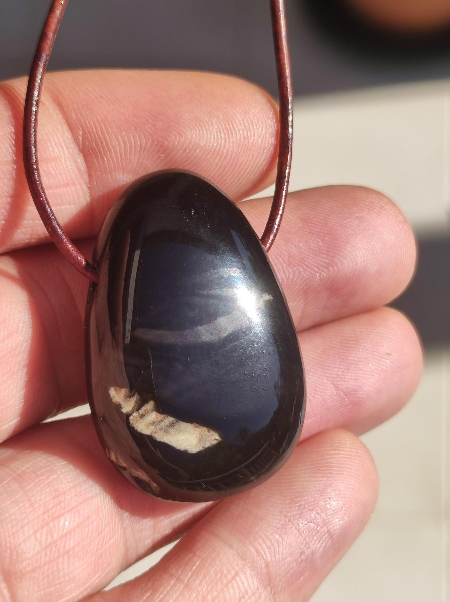 Onyx ~ Edelstein Kette schwarz Mann Frau Kind Geschenk Er Sie Natur Echt Energie Schmuck Anhänger Glück Schutz Heilstein Hippie Ethno Boho - Art of Nature Berlin