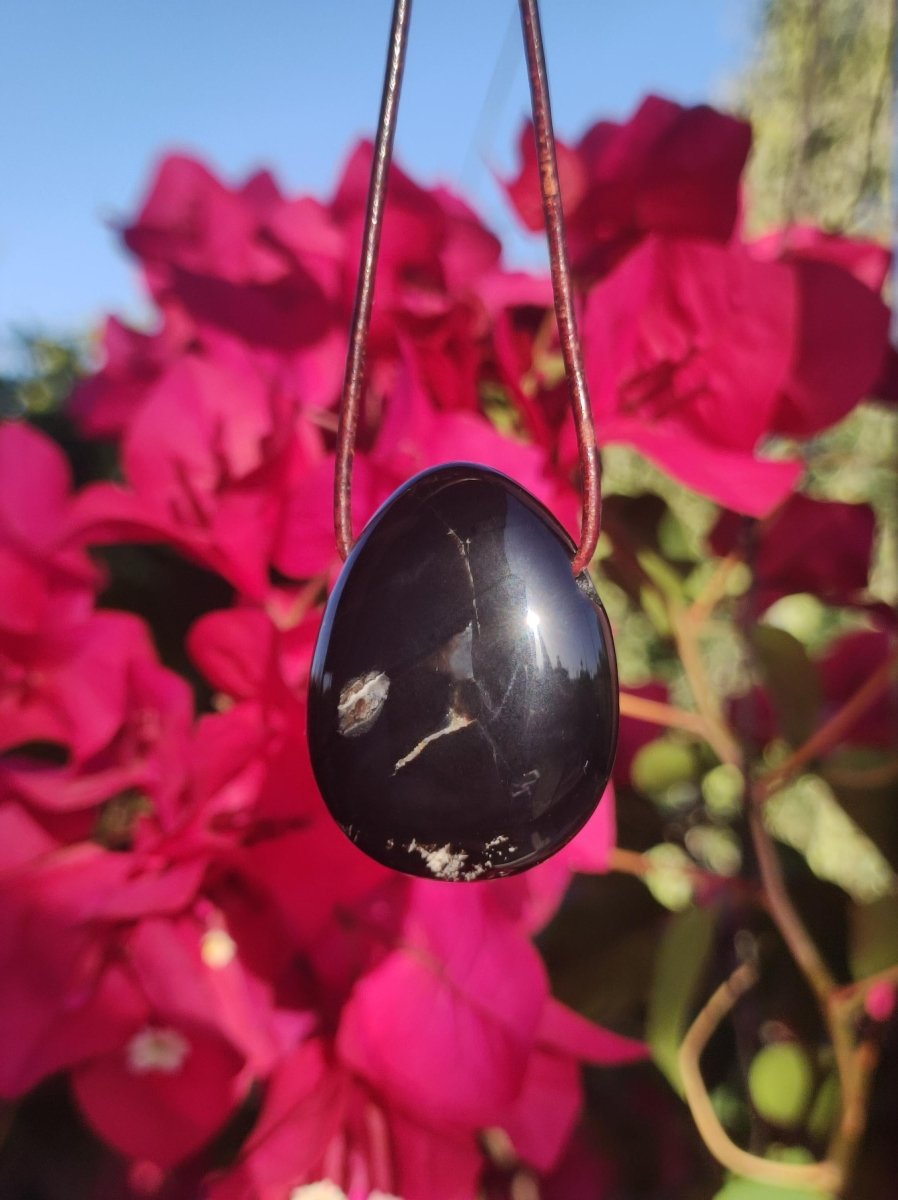 Onyx ~ Edelstein Kette schwarz Mann Frau Kind Geschenk Er Sie Natur Echt Energie Schmuck Anhänger Glück Schutz Heilstein Hippie Ethno Boho - Art of Nature Berlin