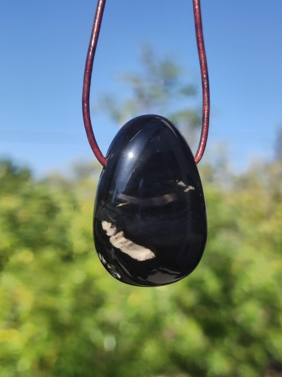 Onyx ~ Edelstein Kette schwarz Mann Frau Kind Geschenk Er Sie Natur Echt Energie Schmuck Anhänger Glück Schutz Heilstein Hippie Ethno Boho - Art of Nature Berlin