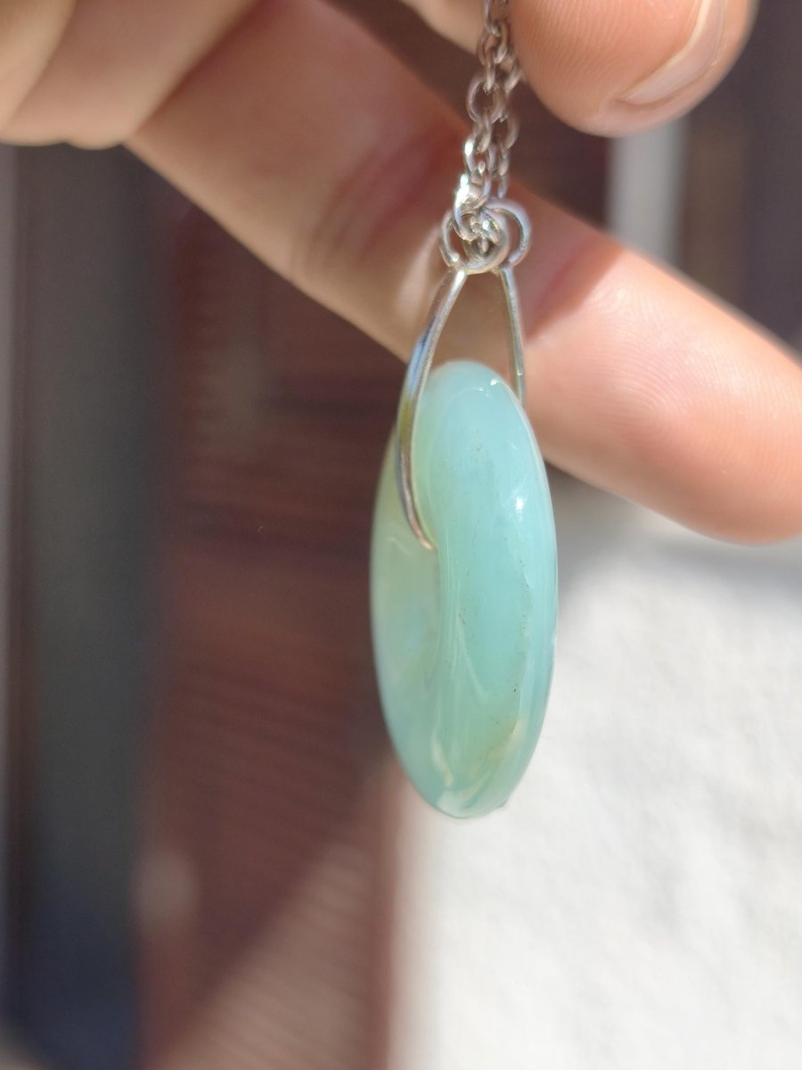 Opal Andenopal blau ~ 925 Sterling Silber Edelstein Kette Natur Donut Schutzsymbol Heilstein Chakra Sammler Mineral Rarität Mann Frau Hippie - Art of Nature Berlin