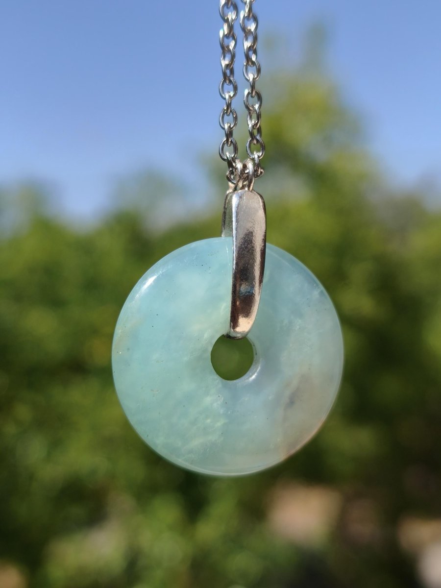 Opal Andenopal blau ~ 925 Sterling Silber Edelstein Kette Natur Donut Schutzsymbol Heilstein Chakra Sammler Mineral Rarität Mann Frau Hippie - Art of Nature Berlin