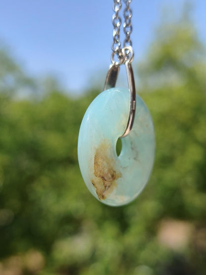 Opal Andenopal blau ~ 925 Sterling Silber Edelstein Kette Natur Donut Schutzsymbol Heilstein Chakra Sammler Mineral Rarität Mann Frau Hippie - Art of Nature Berlin
