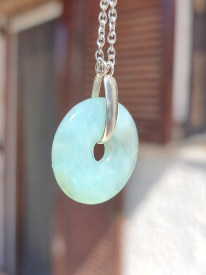 Opal Andenopal blau ~ 925 Sterling Silber Edelstein Kette Natur Donut Schutzsymbol Heilstein Chakra Sammler Mineral Rarität Mann Frau Hippie - Art of Nature Berlin