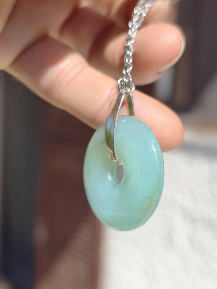 Opal Andenopal blau ~ 925 Sterling Silber Edelstein Kette Natur Donut Schutzsymbol Heilstein Chakra Sammler Mineral Rarität Mann Frau Hippie - Art of Nature Berlin
