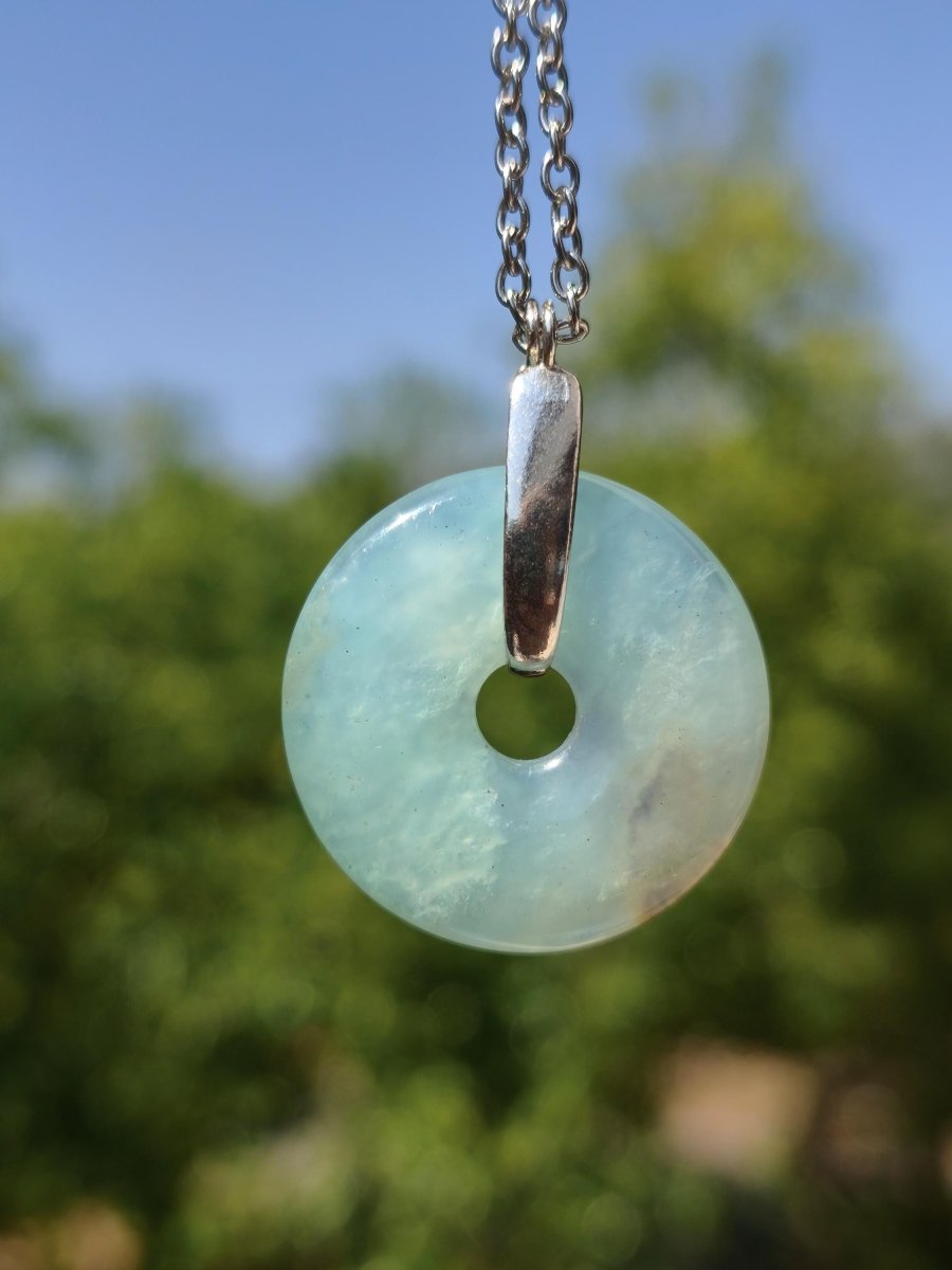 Opal Andenopal blau ~ 925 Sterling Silber Edelstein Kette Natur Donut Schutzsymbol Heilstein Chakra Sammler Mineral Rarität Mann Frau Hippie - Art of Nature Berlin