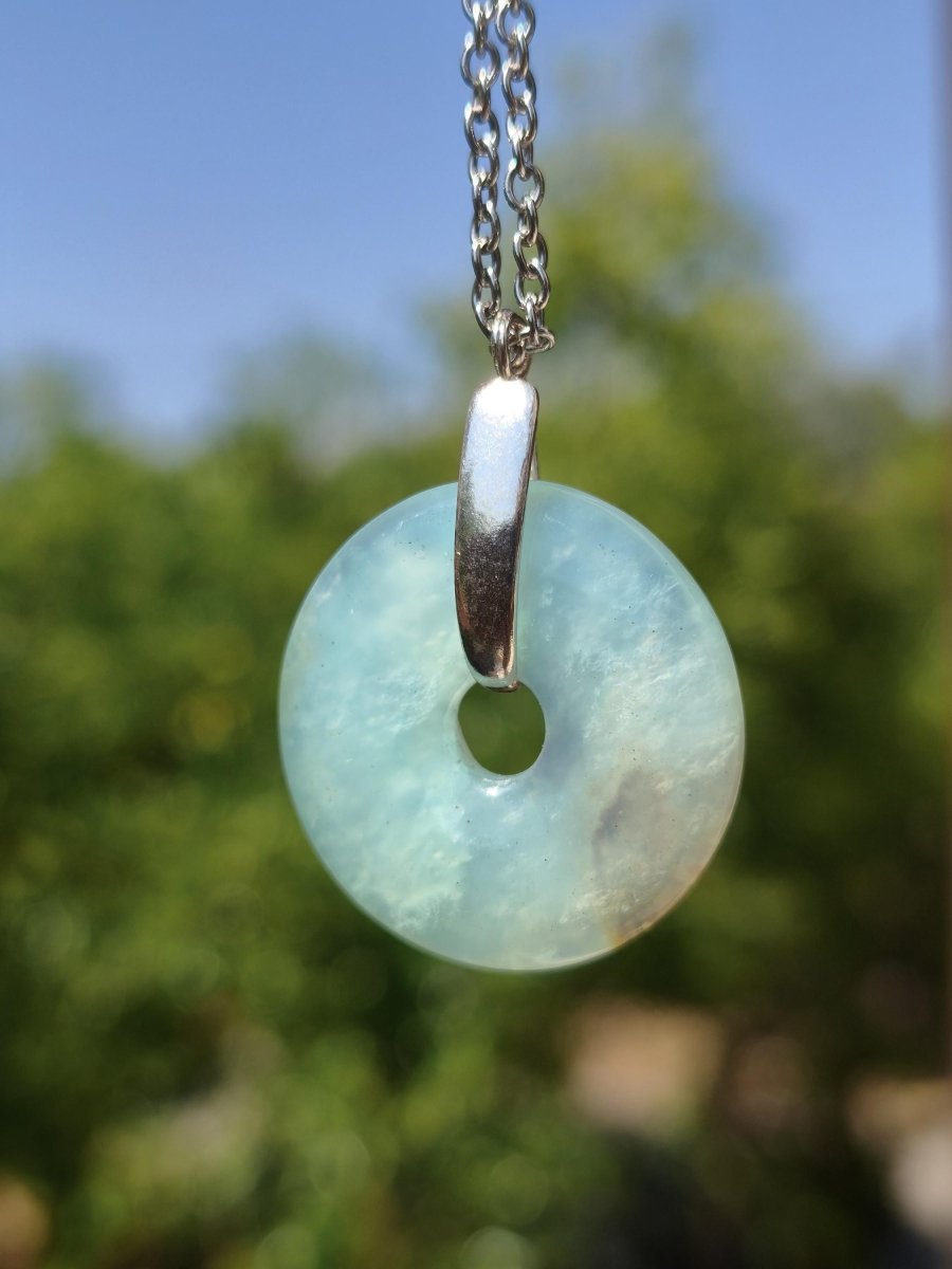Opal Andenopal blau ~ 925 Sterling Silber Edelstein Kette Natur Donut Schutzsymbol Heilstein Chakra Sammler Mineral Rarität Mann Frau Hippie - Art of Nature Berlin