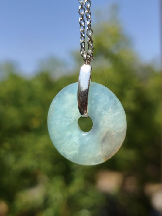 Opal Andenopal blau ~ 925 Sterling Silber Edelstein Kette Natur Donut Schutzsymbol Heilstein Chakra Sammler Mineral Rarität Mann Frau Hippie - Art of Nature Berlin