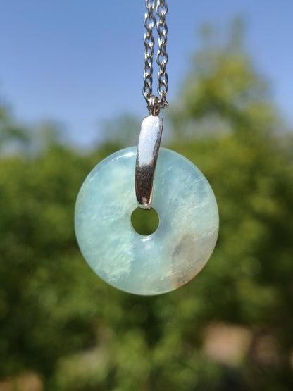 Opal Andenopal blau ~ 925 Sterling Silber Edelstein Kette Natur Donut Schutzsymbol Heilstein Chakra Sammler Mineral Rarität Mann Frau Hippie - Art of Nature Berlin