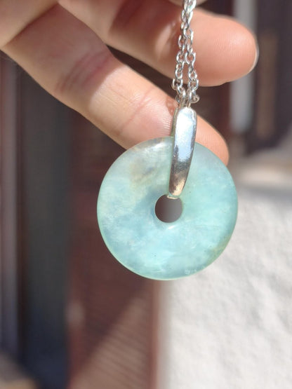 Opal Andenopal blau ~ 925 Sterling Silber Edelstein Kette Natur Donut Schutzsymbol Heilstein Chakra Sammler Mineral Rarität Mann Frau Hippie - Art of Nature Berlin
