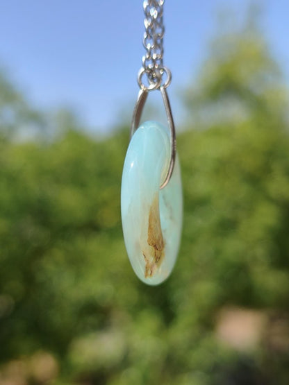 Opal Andenopal blau ~ 925 Sterling Silber Edelstein Kette Natur Donut Schutzsymbol Heilstein Chakra Sammler Mineral Rarität Mann Frau Hippie - Art of Nature Berlin