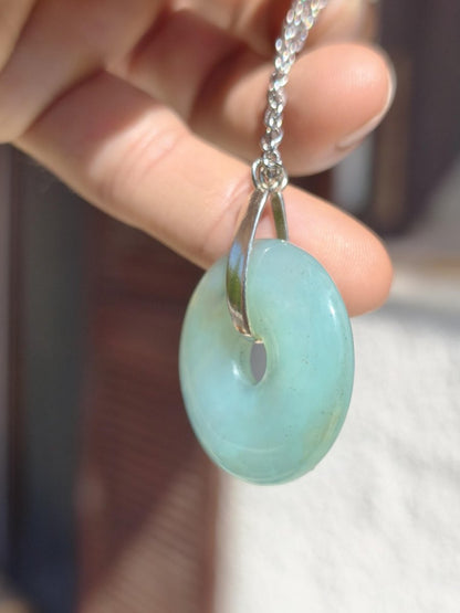 Opal Andenopal blau ~ 925 Sterling Silber Edelstein Kette Natur Donut Schutzsymbol Heilstein Chakra Sammler Mineral Rarität Mann Frau Hippie - Art of Nature Berlin