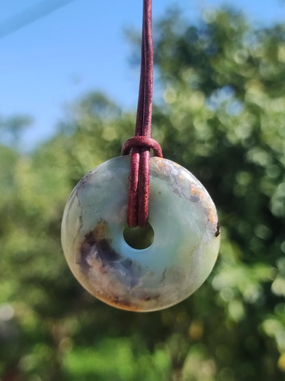 Opal Andenopal blau ~ Edelstein Kette Boho Ethno Nature Donut Schutzsymbol Heilstein Matrix Sammler Mineral Rarität Mann Frau - Art of Nature Berlin