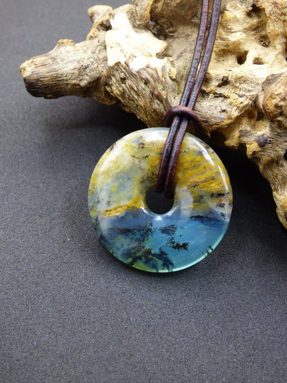 Opal Andenopal blau ~ Edelstein Kette HIPPIE GOA Boho Ethno Nature Donut Schutzsymbol Heilstein Chakra Sammler Mineral Rarität Mann Frau - Art of Nature Berlin