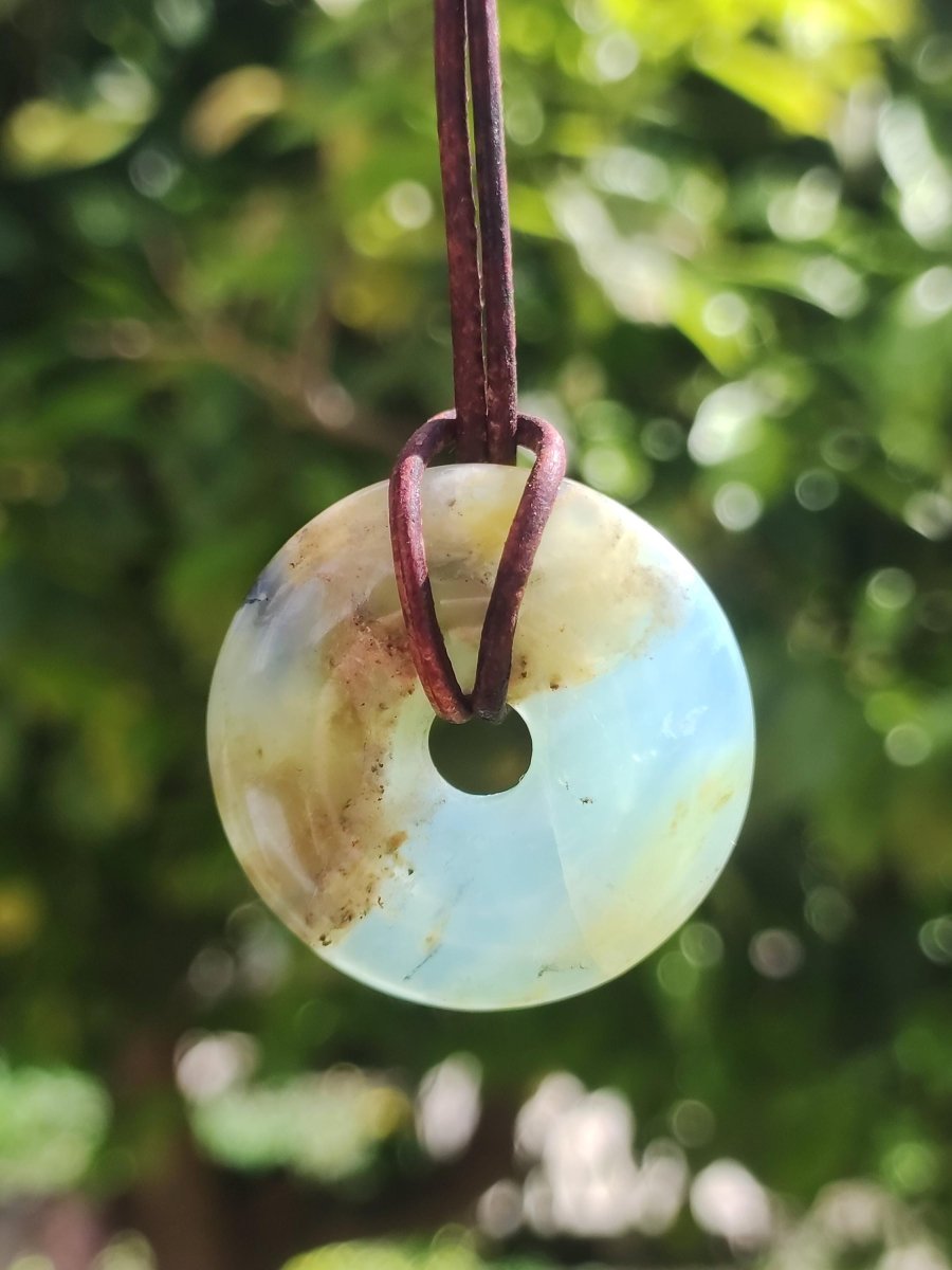 Opal Andenopal blau ~ Edelstein Kette HIPPIE GOA Boho Ethno Nature Donut Schutzsymbol Heilstein Chakra Sammler Mineral Rarität Mann Frau - Art of Nature Berlin