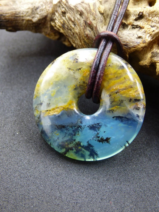 Opal Andenopal blau ~ Edelstein Kette HIPPIE GOA Boho Ethno Nature Donut Schutzsymbol Heilstein Chakra Sammler Mineral Rarität Mann Frau - Art of Nature Berlin