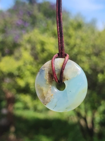 Opal Andenopal blau ~ Edelstein Kette HIPPIE GOA Boho Ethno Nature Donut Schutzsymbol Heilstein Chakra Sammler Mineral Rarität Mann Frau - Art of Nature Berlin