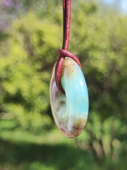 Opal Andenopal blau ~ Edelstein Kette HIPPIE GOA Boho Ethno Nature Donut Schutzsymbol Heilstein Chakra Sammler Mineral Rarität Mann Frau - Art of Nature Berlin