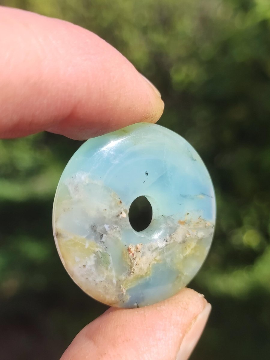 Opal Andenopal blau ~ Edelstein Kette HIPPIE GOA Boho Ethno Nature Donut Schutzsymbol Heilstein Chakra Sammler Mineral Rarität Mann Frau - Art of Nature Berlin