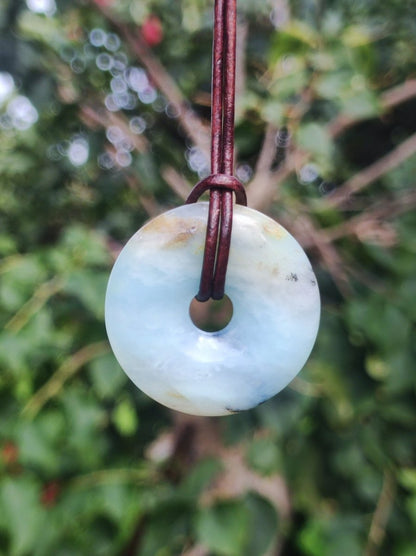 Opal Andenopal blau ~ Edelstein Kette HIPPIE GOA Boho Ethno Nature Donut Schutzsymbol Heilstein Chakra Sammler Mineral Rarität Mann Frau - Art of Nature Berlin