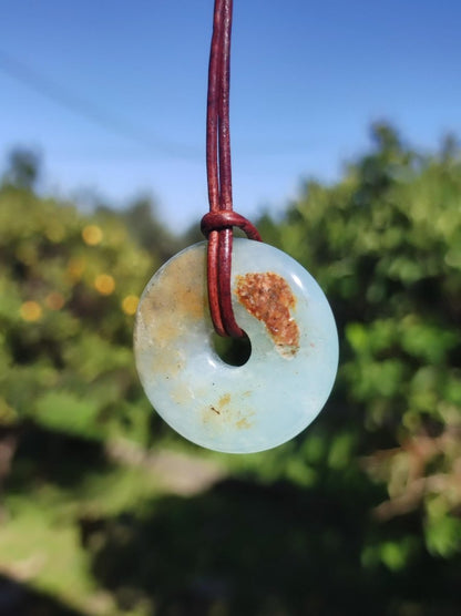 Opal Andenopal blau ~ Edelstein Kette HIPPIE GOA Boho Ethno Nature Donut Schutzsymbol Heilstein Chakra Sammler Mineral Rarität Mann Frau - Art of Nature Berlin