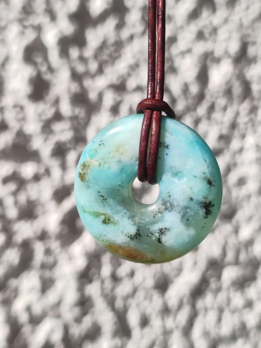 Opal Andenopal blau ~ Edelstein Kette HIPPIE GOA Boho Ethno Nature Donut Schutzsymbol Heilstein Chakra Sammler Mineral Rarität Mann Frau - Art of Nature Berlin