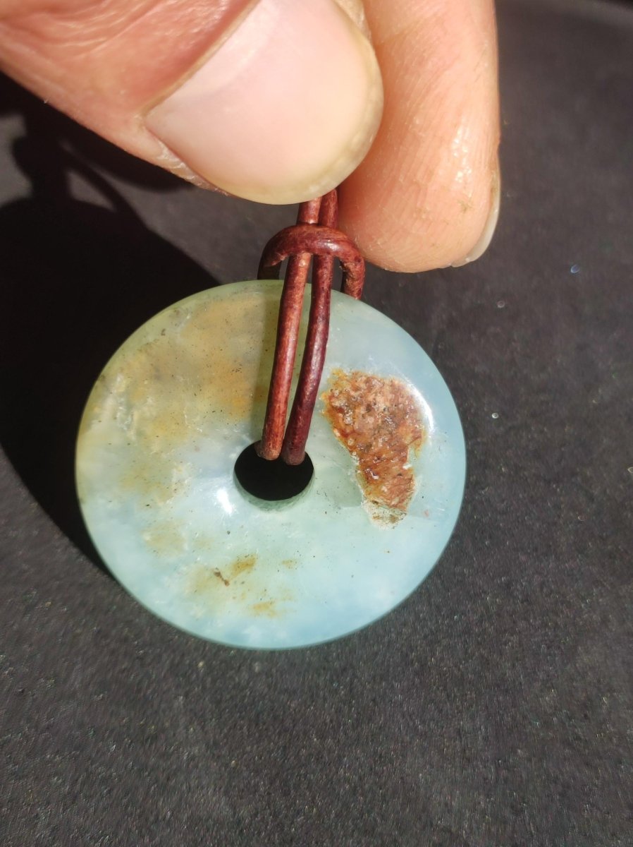 Opal Andenopal blau ~ Edelstein Kette HIPPIE GOA Boho Ethno Nature Donut Schutzsymbol Heilstein Chakra Sammler Mineral Rarität Mann Frau - Art of Nature Berlin