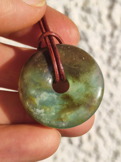 Opal Andenopal blau ~ Edelstein Kette HIPPIE GOA Boho Ethno Nature Donut Schutzsymbol Heilstein Chakra Sammler Mineral Rarität Mann Frau - Art of Nature Berlin