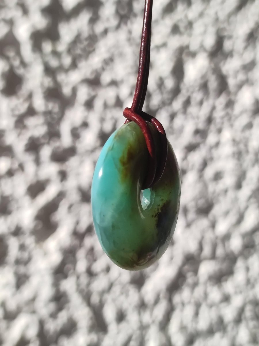 Opal Andenopal blau ~ Edelstein Kette HIPPIE GOA Boho Ethno Nature Donut Schutzsymbol Heilstein Chakra Sammler Mineral Rarität Mann Frau - Art of Nature Berlin