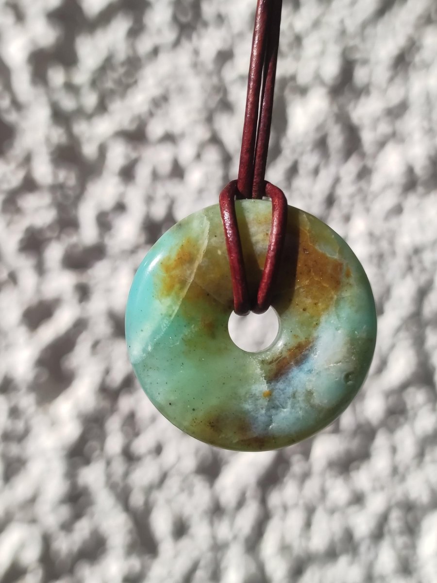 Opal Andenopal blau ~ Edelstein Kette HIPPIE GOA Boho Ethno Nature Donut Schutzsymbol Heilstein Chakra Sammler Mineral Rarität Mann Frau - Art of Nature Berlin