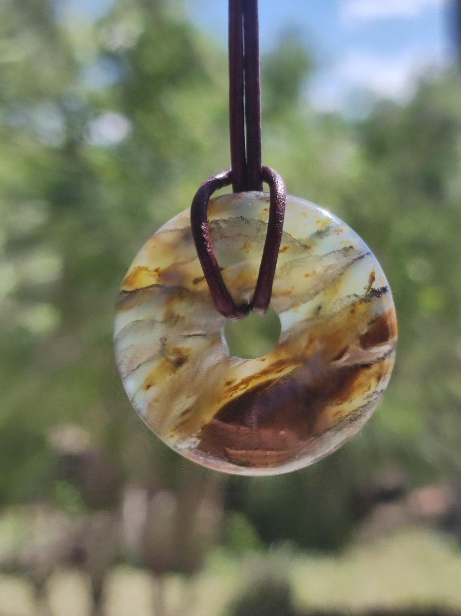 Opal Andenopal blau ~ Edelstein Kette HIPPIE GOA Boho Ethno Nature Donut Schutzsymbol Heilstein Chakra Sammler Mineral Rarität Mann Frau - Art of Nature Berlin