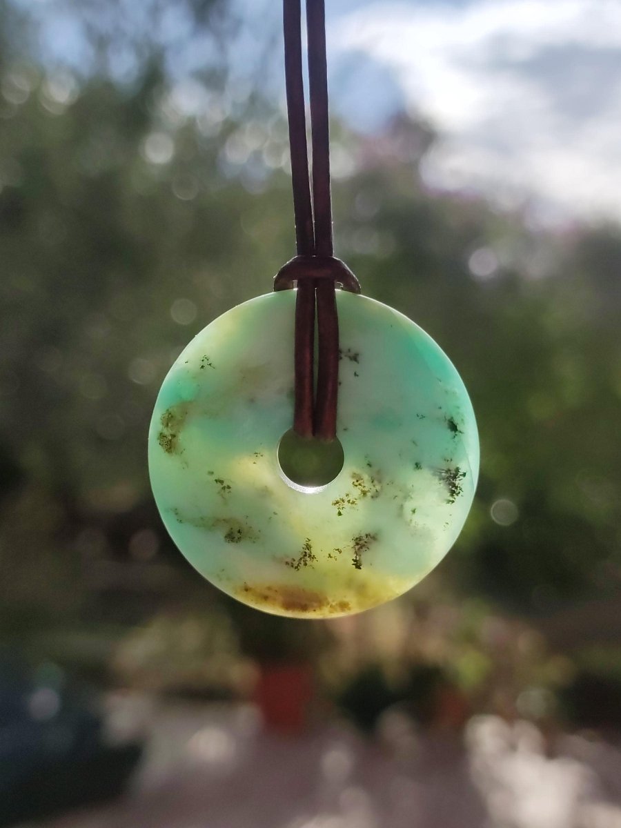 Opal Andenopal blau ~ Edelstein Kette HIPPIE GOA Boho Ethno Nature Donut Schutzsymbol Heilstein Chakra Sammler Mineral Rarität Mann Frau - Art of Nature Berlin