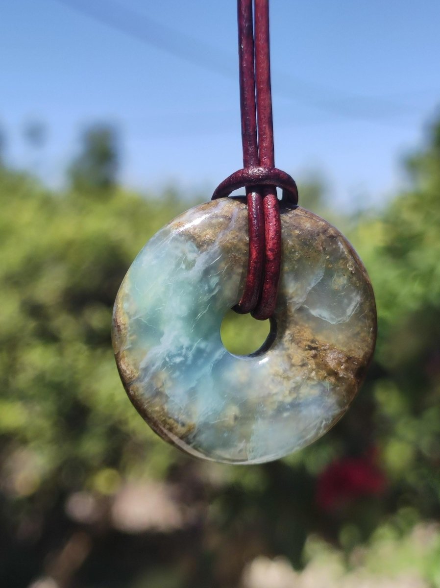 Opal Andenopal blau ~ Edelstein Kette HIPPIE GOA Boho Ethno Nature Donut Schutzsymbol Heilstein Chakra Sammler Mineral Rarität Mann Frau - Art of Nature Berlin