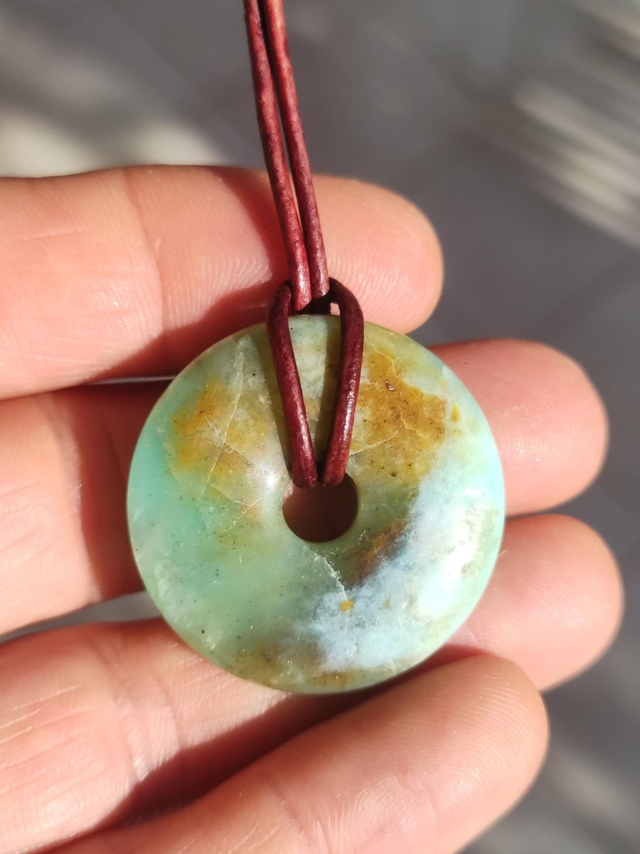 Opal Andenopal blau ~ Edelstein Kette HIPPIE GOA Boho Ethno Nature Donut Schutzsymbol Heilstein Chakra Sammler Mineral Rarität Mann Frau - Art of Nature Berlin