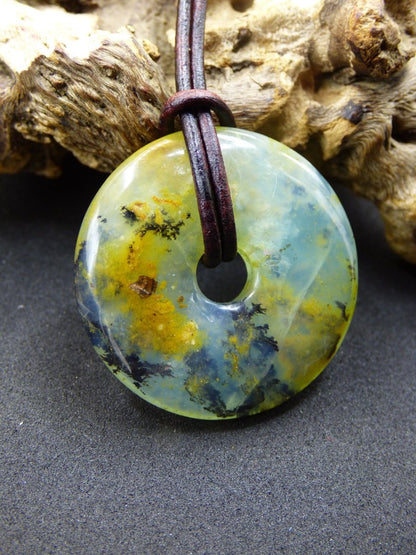 Opal Andenopal blau ~ Edelstein Kette HIPPIE GOA Boho Ethno Nature Donut Schutzsymbol Heilstein Chakra Sammler Mineral Rarität Mann Frau - Art of Nature Berlin